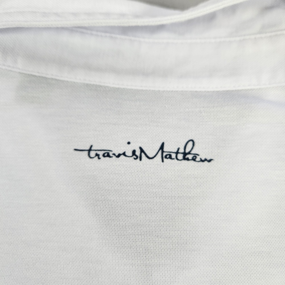 Travis Mathew Polo Shirt Mens L White USA Flag Golf Pima Cotton Blend - Picture 8 of 8